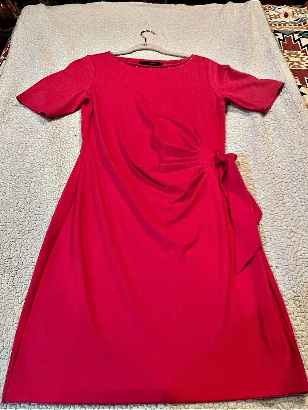 White House Black Market Ruched Waist Dress in Pink Size Medium Like New